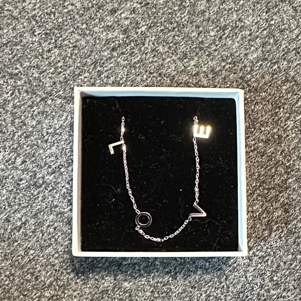 Sterling Silver Letter Accent Necklace - Silver LOVE